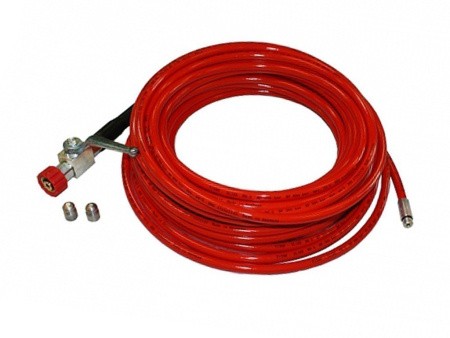 Ком-кт для прочистки труб 32м с краном и форсунками 312Profi красный DN6